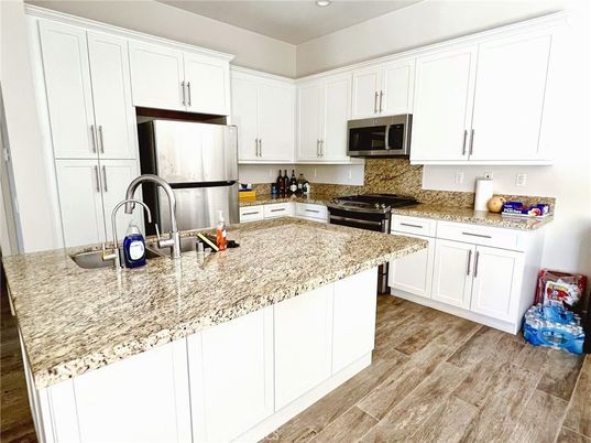 Interior, Kitchen, Recessed Lighting, Wood Texture Flooring