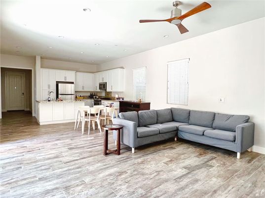 Dining room, Interior, Kitchen, Living room, Recessed Lighting, Wood Texture Flooring
