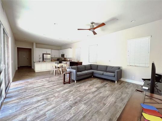 Dining room, Interior, Kitchen, Living room, Recessed Lighting, Wood Texture Flooring