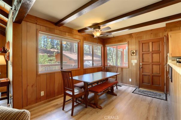 Dining room, Interior, Wooden Beams, Wood Texture Flooring, Wooden Walls