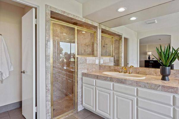 Bathroom, Glass Shower, Interior, Recessed Lighting