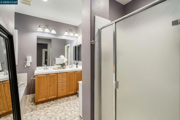 Bathroom, Dual Sink Vanities, Glass Shower, Interior, Recessed Lighting