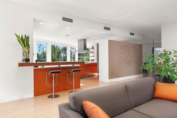 Interior, Living room, Recessed Lighting, Wood Texture Flooring