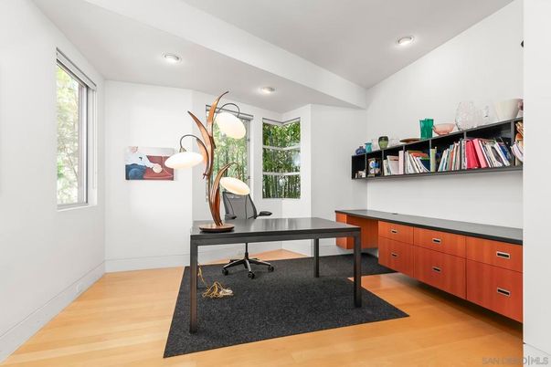 Home Office, Interior, Recessed Lighting, Wood Texture Flooring