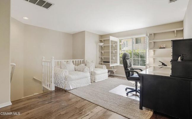 Home Office, Interior, Recessed Lighting, Wood Texture Flooring