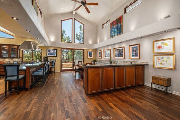 Dining room, Interior, Kitchen, Recessed Lighting, Wood Texture Flooring