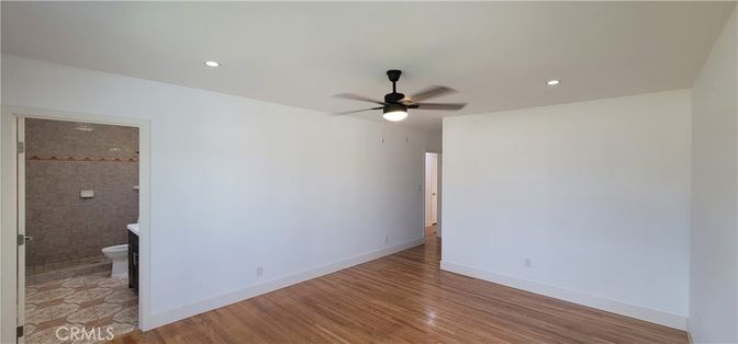 Bathroom, Empty room, Interior, Recessed Lighting, Wood Texture Flooring