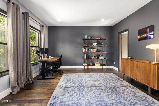Home Office, Interior, Recessed Lighting, Wood Texture Flooring