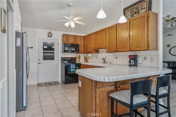 Interior, Kitchen, Pendant Lights, Tile Countertops
