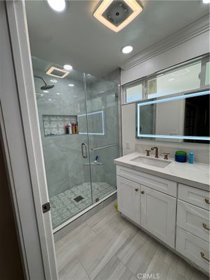 Bathroom, Glass Shower, Interior, Recessed Lighting