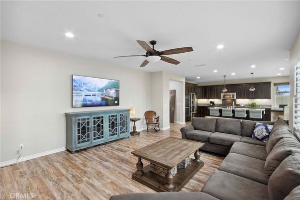 Interior, Kitchen, Living room, Pendant Lights, Recessed Lighting, Stainless Steel Appliances, Wood Texture Flooring