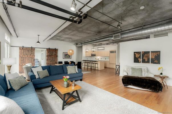 Interior, Kitchen, Living room, Pendant Lights, Wood Texture Flooring