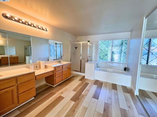 Bathroom, Dual Sink Vanities, Interior, Wood Texture Flooring