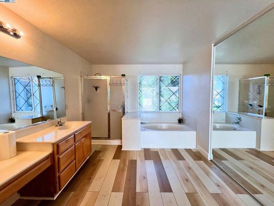 Bathroom, Dual Sink Vanities, Interior, Wood Texture Flooring