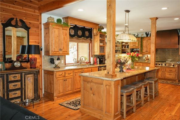 Interior, Kitchen, Pendant Lights, Recessed Lighting, Wooden Beams, Wood Texture Flooring