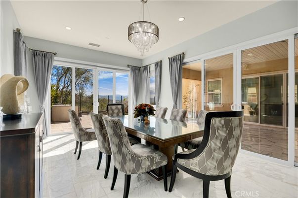 Chandelier, Dining room, Interior, Marble, Recessed Lighting