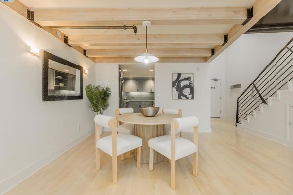 Dining room, Interior, Pendant Lights, Wooden Beams, Wooden Ceilings, Wood Texture Flooring