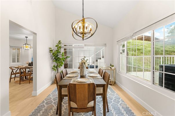 Chandelier, Dining room, Interior, Pendant Lights, Wood Texture Flooring