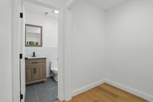 Bathroom, Interior, Recessed Lighting, Wood Texture Flooring