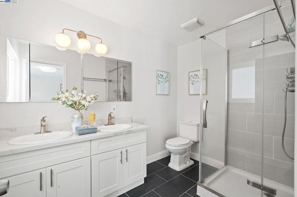 Bathroom, Dual Sink Vanities, Glass Shower, Interior