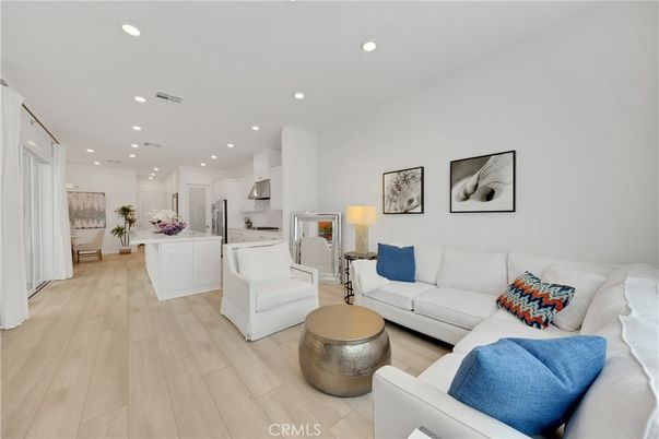Interior, Kitchen, Living room, Recessed Lighting, Stainless Steel Appliances, Wood Texture Flooring