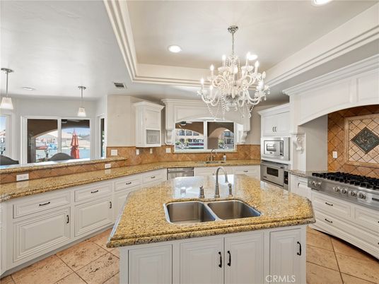 Chandelier, Interior, Kitchen, Pendant Lights, Recessed Lighting, Stainless Steel Appliances