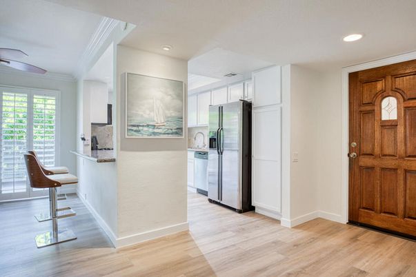 Interior, Kitchen, Recessed Lighting, Wood Texture Flooring