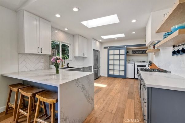 Interior, Kitchen, Recessed Lighting, Wood Texture Flooring