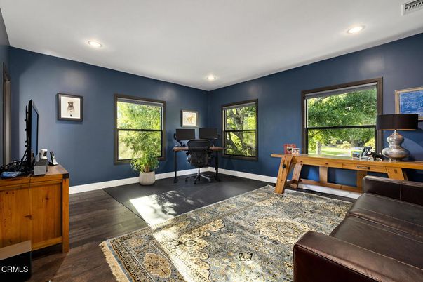 Home Office, Interior, Recessed Lighting, Wood Texture Flooring