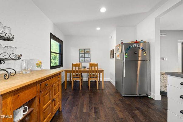 Dining room, Interior, Kitchen, Recessed Lighting, Wood Texture Flooring