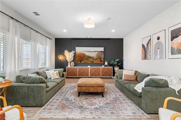Interior, Living room, Recessed Lighting, Wood Texture Flooring