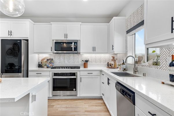 Interior, Kitchen, Stainless Steel Appliances, Wood Texture Flooring