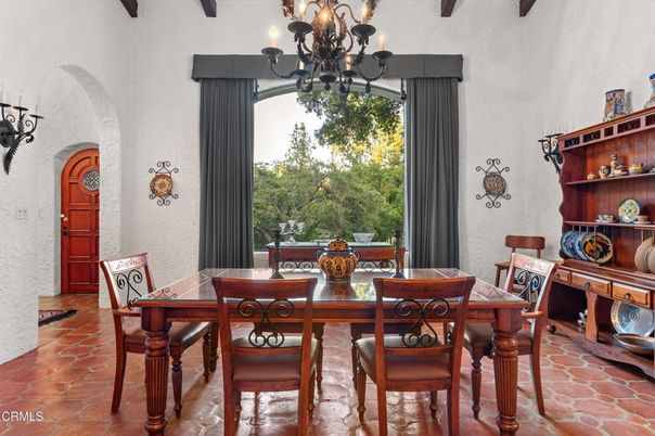 Chandelier, Dining room, Interior, Wooden Beams