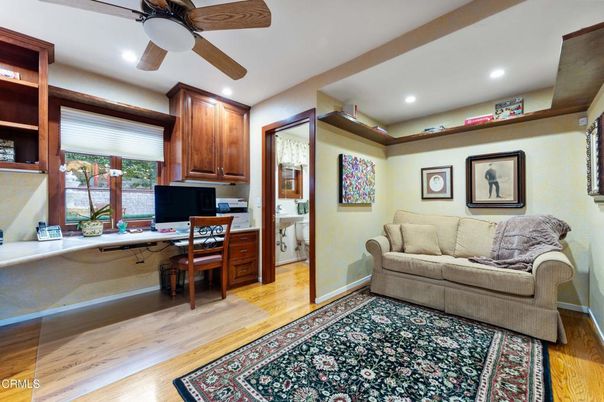 Home Office, Interior, Recessed Lighting, Wood Texture Flooring