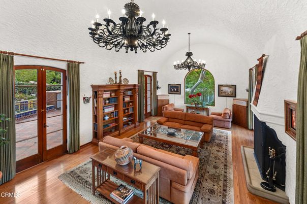 Chandelier, Fireplace, Interior, Living room, Wood Texture Flooring