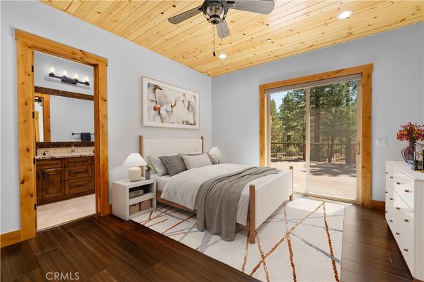 Bedroom, Interior, Recessed Lighting, Wooden Ceilings, Wood Texture Flooring