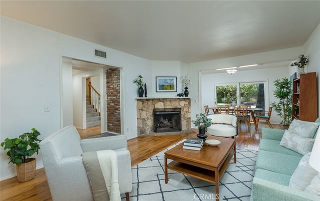 Dining room, Fireplace, Interior, Living room, Wood Texture Flooring