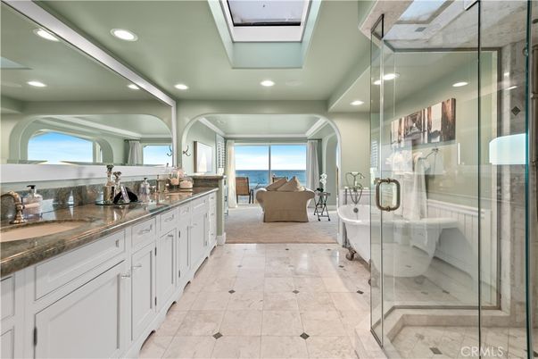 Bathroom, Dual Sink Vanities, Free Standing Baths, Glass Shower, Interior, Recessed Lighting, Water