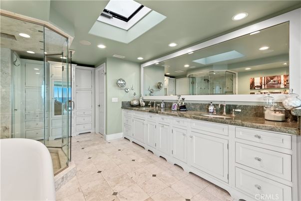 Bathroom, Dual Sink Vanities, Glass Shower, Interior, Recessed Lighting