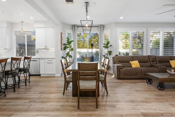 Dining room, Interior, Kitchen, Living room, Pendant Lights, Recessed Lighting, Wood Texture Flooring