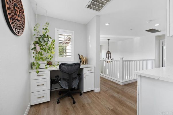 Home Office, Interior, Pendant Lights, Recessed Lighting, Wood Texture Flooring