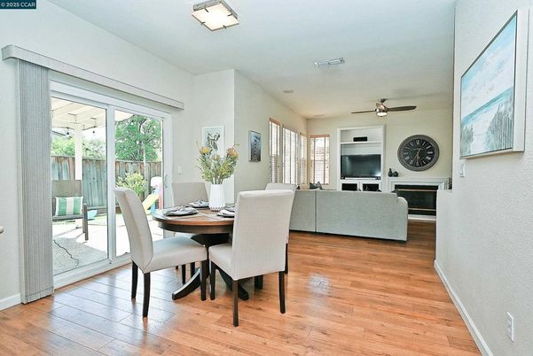 Dining room, Fireplace, Interior, Living room, Wood Texture Flooring