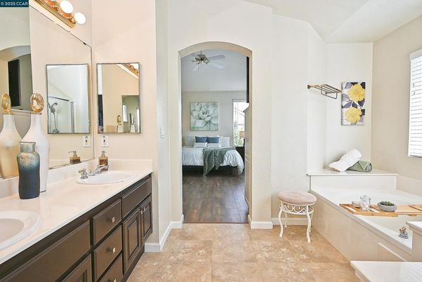 Bathroom, Bedroom, Dual Sink Vanities, Interior, Wood Texture Flooring
