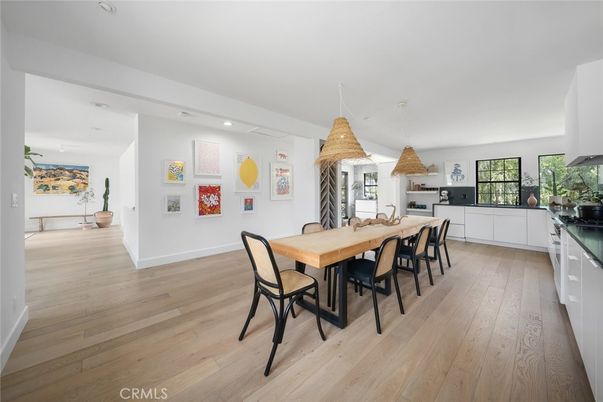 Dining room, Interior, Kitchen, Recessed Lighting, Wood Texture Flooring