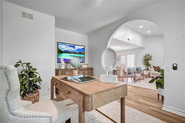 Home Office, Interior, Recessed Lighting, Wood Texture Flooring