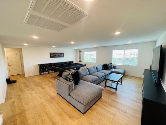 Billiard Table, Game Room, Interior, Living room, Recessed Lighting, Wood Texture Flooring
