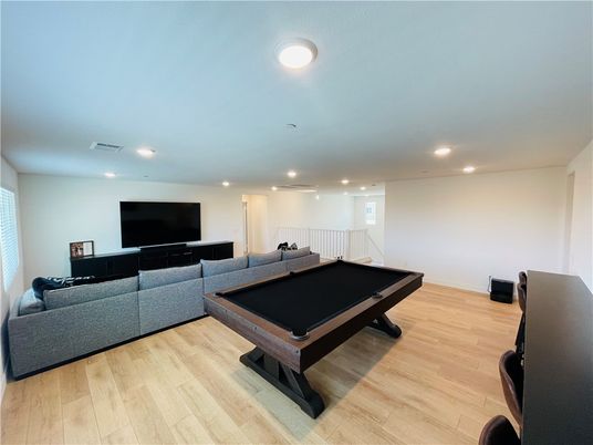 Billiard Table, Game Room, Interior, Living room, Recessed Lighting, Wood Texture Flooring