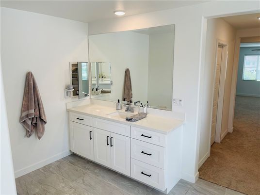 Bathroom, Dual Sink Vanities, Interior, Marble, Recessed Lighting