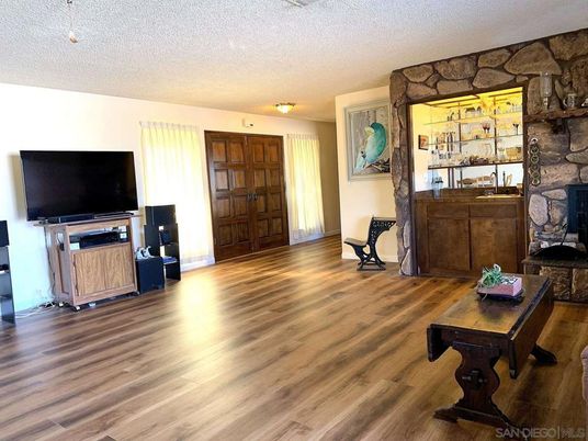 Interior, Living room, Stone Walls, Wood Texture Flooring
