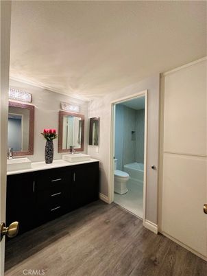 Bathroom, Dual Sink Vanities, Interior, Wood Texture Flooring